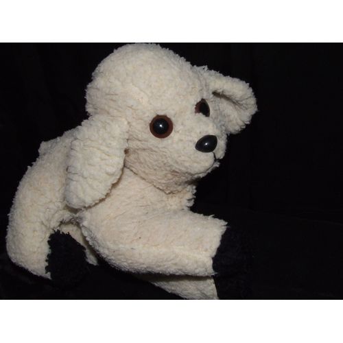 Agneau Mouton Ancien Vintage Doudou Peluche Blanc Noir 30 Cm
