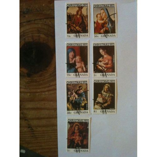 Lot De 7 Timbres Noël 1975 Grenade