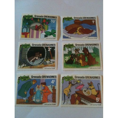 Lot De 6 Timbres Disney Noël 1981 La Belle Et Le Clochard Grenade