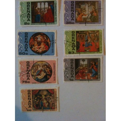 Lot De 7 Timbres Noël 1976 Grenade