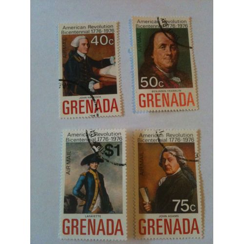 Lot De 4 Timbres Poste Aérienne Bicentenaire De La Révolution Américaine Grenade 1976