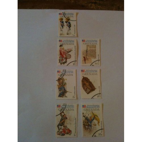 Lot De 7 Timbres Bicentenaire De La Révolution Américaine Grenade 1976