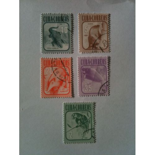 Lot De 5 Timbres Faune Cuba 1981