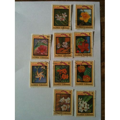 Lot De 10 Timbres Flore Cubaine Cuba 1983
