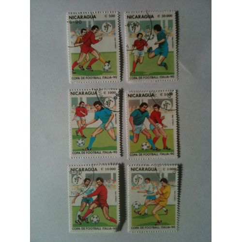 Lot De 6 Timbres Coupe Du Monde Football Italie 90 Nicaragua