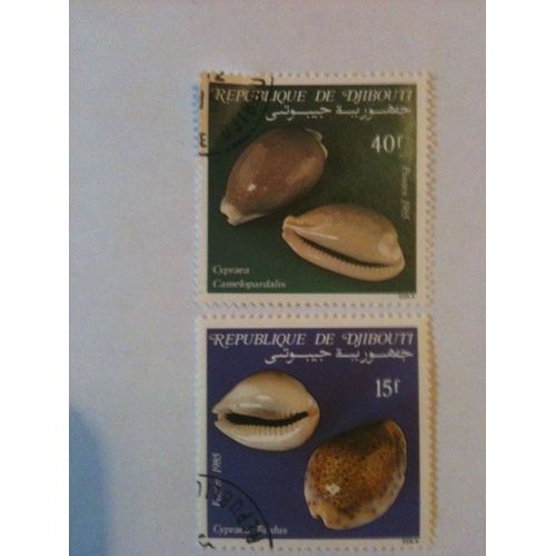 Lot De Deux Timbres Coquillages Djibouti 1985