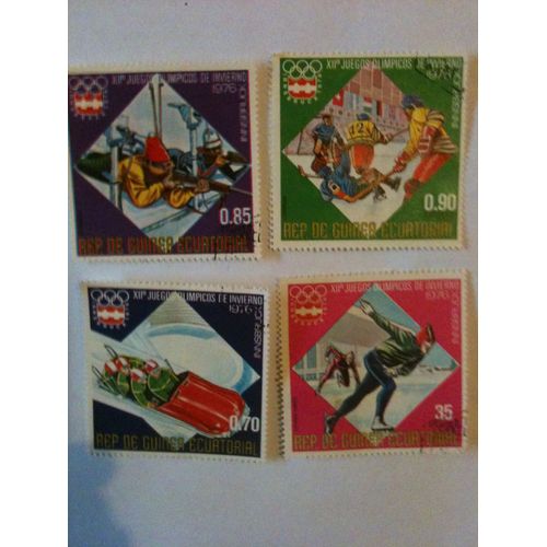Lot De 4 Timbres Jeux Olympiques D'hiver Innsbruck 1976 Guinée Equatoriale