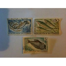 Lot De 3 Timbres Poissons Congo