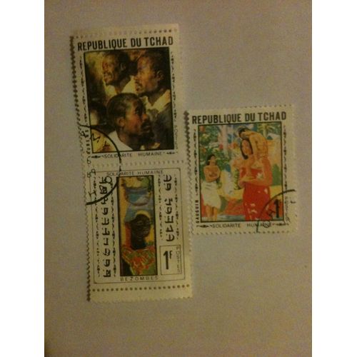 Lot De 3 Timbres Solidarité Humaine Tchad