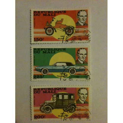 Lot De 3 Timbres Henry Ford République Du Mali 1987