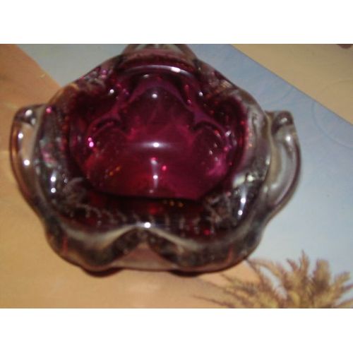 Cendrier En Verre Soufflée À La Bouche Des Années 50