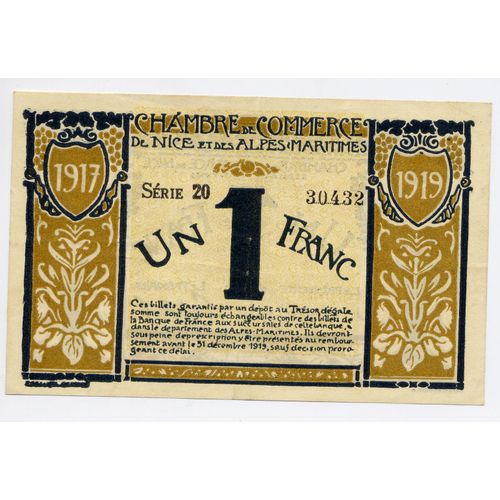 Billet 1 Franc - Chambre De Commerce De Nice Et Alpes Maritimes 1917 1919