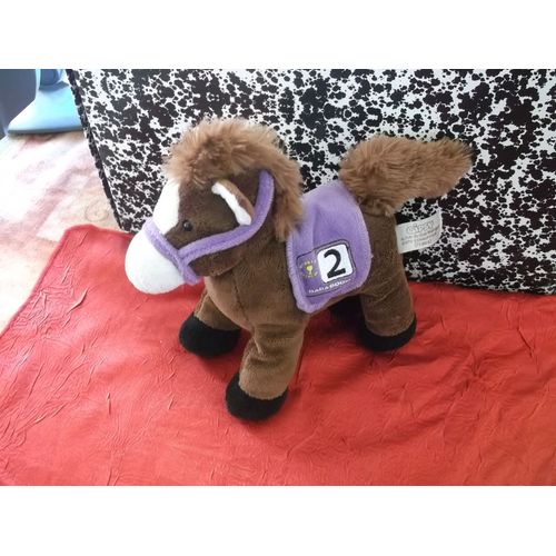 Doudou Peluche Musical Cheval Poney Marron  N°2 Selle Violet Gipsy