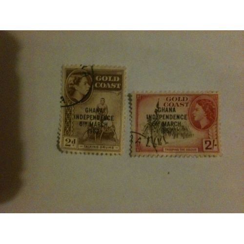 Lot De Deux Timbres Indépendance Du Ghana 1957