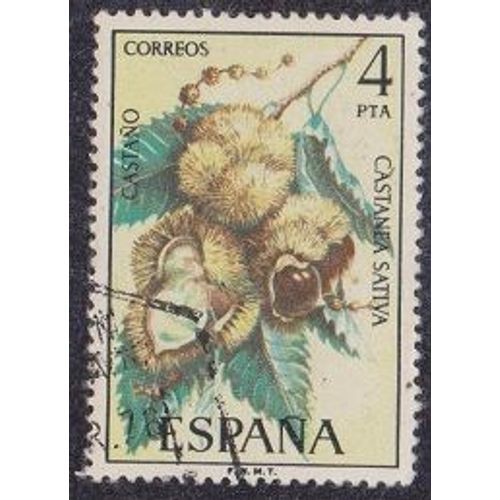 Timbre D'espagne N°1901 Y&t 4 P Polychrome Fruits Châtaignier