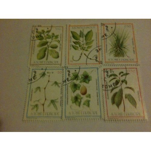 Lot De 6 Timbres Végétaux Sao-Tomé-Et-Principe