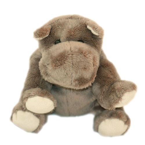 Doudou Peluche Hippopotame Marron Gris Nicotoy - 18 Cm