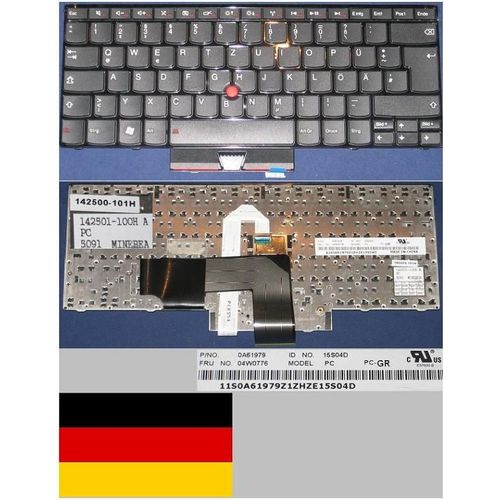 Clavier Qwertz Allemand / German Pour LENOVO Thinkpad Edge E420 E420S E320 E325 E425 Series, Noir / Black, Model: 15S04D, 0A61979, 04W0776, P/N: 142501-100H, 142500-101H. 11S0A61979Z