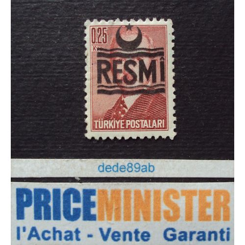 Turquie.. 0.25 Kurus . Timbre De 1948 Surchargé Resmi Pour Les Années 1956-57. Non Oblitéré.