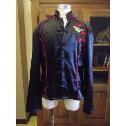 Veste Choklate Satin Noir Japonisante T.M