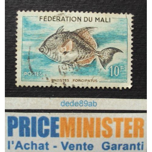 Mali.. 10f Fédération Du Mali. Poissons : Balistes Forcipatus . Oblitéré.