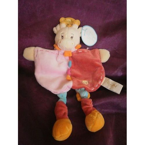 Doudou Girafe Vache Maé Plat Rose Bleu Orange Baby Nat' Babynat'