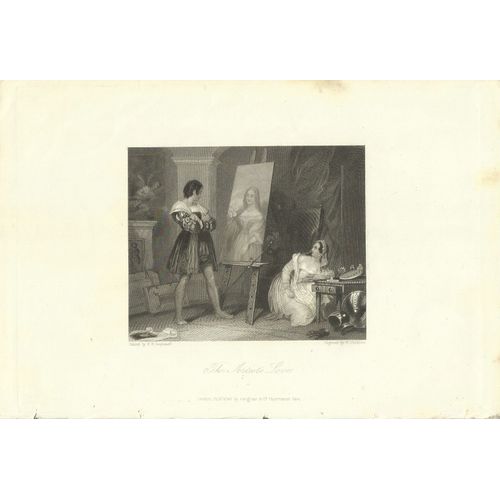 Gravure Anglaise Sur Acier Xixème / The Artist's Love