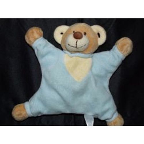 Doudou Hochet Ours Bleu Et Jaune - 20cm - Marque Inconnue