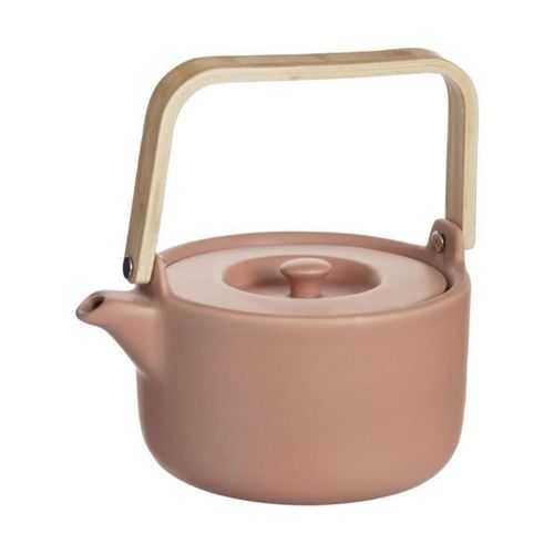 Secret De Gourmet - Théière Nature Terra En Céramique Anse En Bambou Contenance 80 Cl Sable