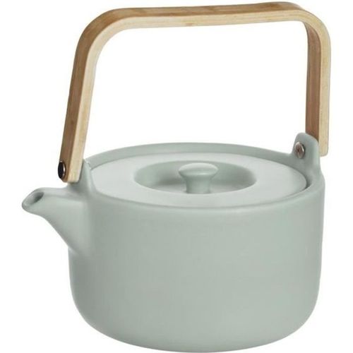 Secret De Gourmet - Théière Nature Mint En Céramique Anse En Bambou Contenance 80 Cl