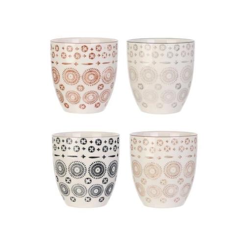 4 Mugs Design Ethnique Mirage - 250 Ml - Blanc