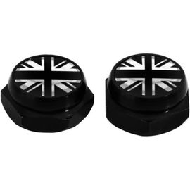 Cache-Rivets Plaque D'immatriculation Argent Noir&chrome Angleterre Royaume-Uni Anglais Union Jack