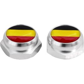 Cache-Rivets Pour Plaque D'immatriculation Drapeau Allemand Allemagne (Noir)