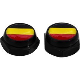 Cache-Rivets Pour Plaque D'immatriculation Drapeau Allemand Allemagne (Argent)