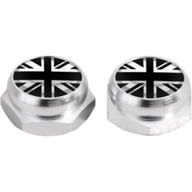 Cache-Rivets Plaque D'immatriculation (Noir) Noir&chrome Angleterre Royaume-Uni Anglais Union Jack