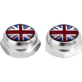 Cache-Rivets Pour Plaque D'immatriculation (Noir) Drapeau Angleterre Royaume-Uni Anglais Union Jack