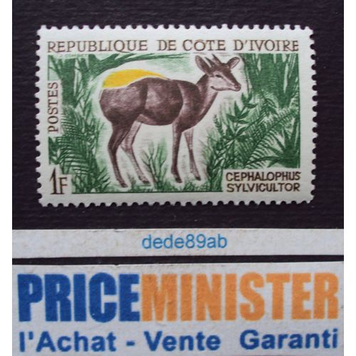 Côte D' Ivoire.. 1f République De Côte D' Ivoire. Céphalophe À Dos Jaune.(Cephalophus Sylvicultor) Neuf (Avec Gomme).