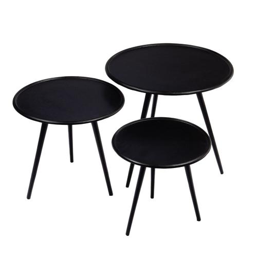 Set De 3 Tables Basses Roseline Noires