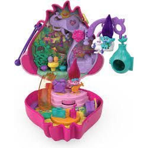 Polly Pocket Trolls - Coffret Maison Des Trolls - Figurines Poppy Et Branch + 13 Accessoires