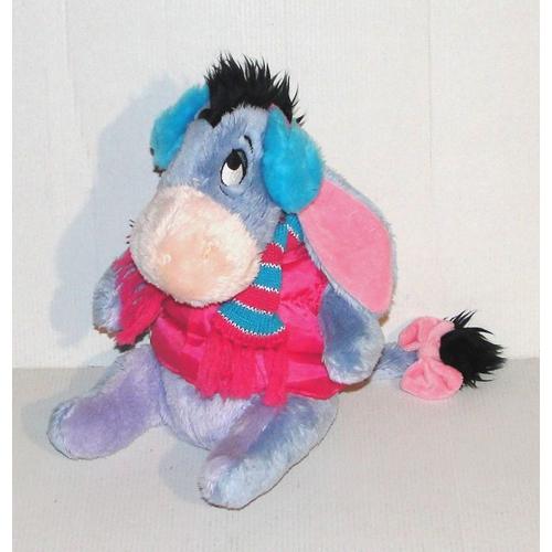 Peluche Bourriquet Echarpe Blouson Habits D'hiver - Doudou Ane Disney Assis 23 Cm