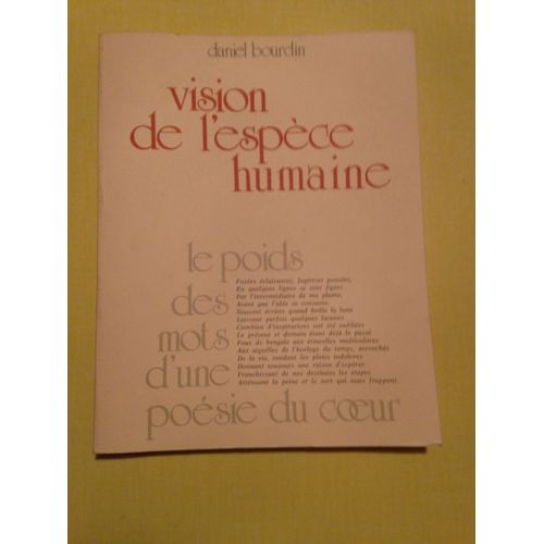 Vision De L'espéce Humaine  (Poesie )