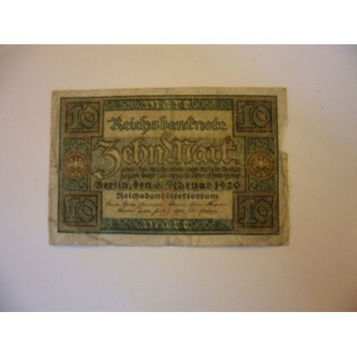 Allemagne 10 Mark 1920 , Usagé