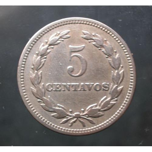 Magnifique Monnaie De El Salvador - Rareté! - 5 Centavos De 1917