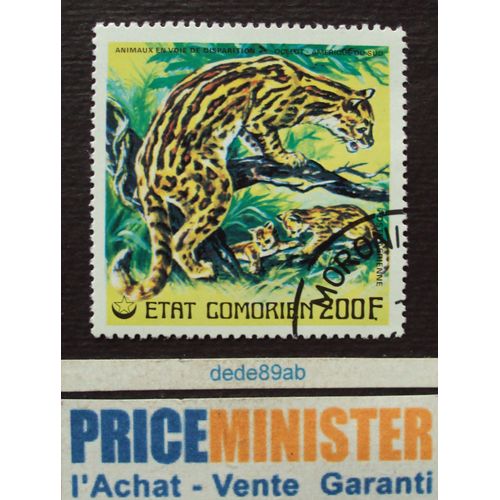 Comores.. 200f Etat Comorien.Animaux En Voie De Disparition : Ocelot , Amérique Du Sud . Oblitéré.