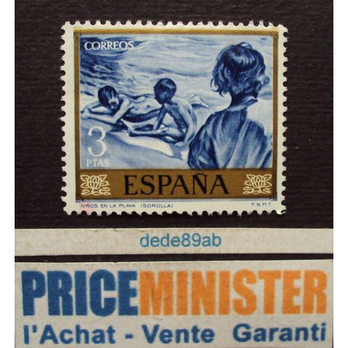 Espagne.. 3ptas Peintures : Ninos En La Playa (Sorolla) Non Oblitéré.