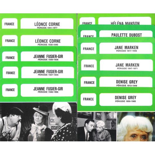 11 Fiches Monsieur Cinéma ;  Actrices Françaises (Les Seconds Rôles)