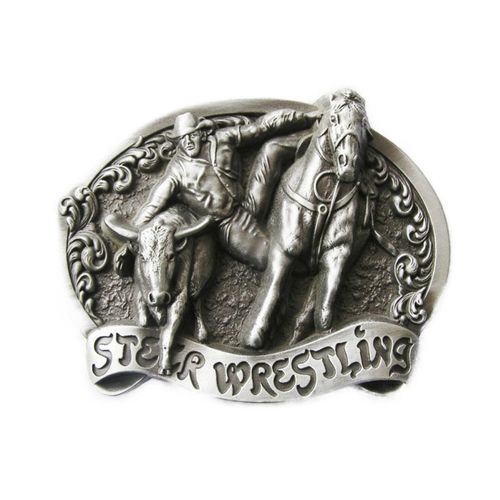 Boucle De Ceinture Country Alu Cheval Vache Cow Boy Steer Wrestling