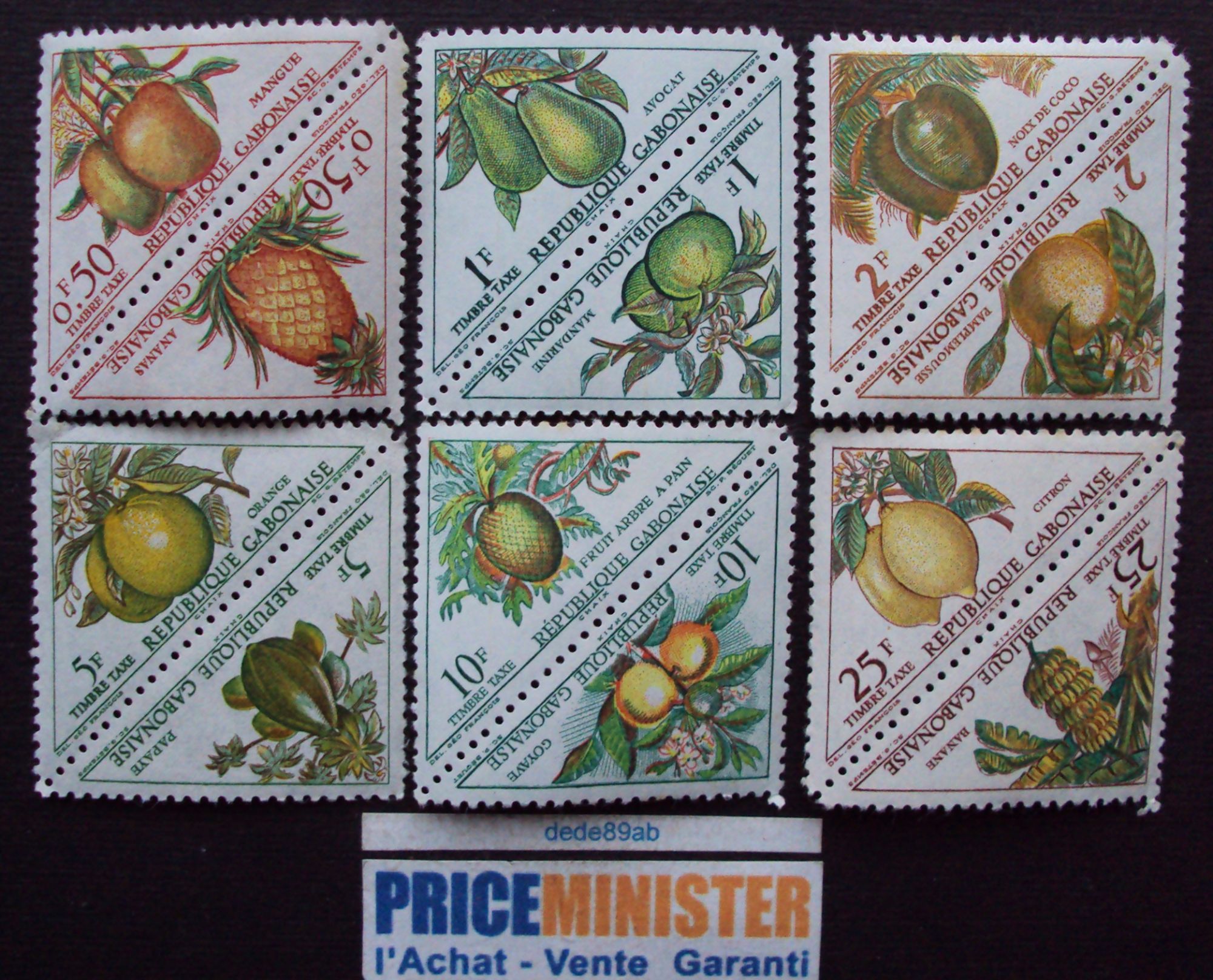 Gabon.. République Gabonnaise. Lot De 6x2 Timbres Taxes " Fruits " Neufs (Avec Gomme)