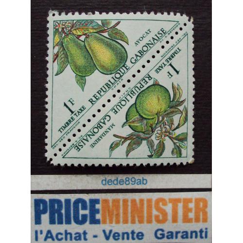 Gabon.. 1f République Gabonaise.2 Timbres Taxes Jumelés. Fruit : Avocat & Mandarine . Neuf (Avec Gomme).