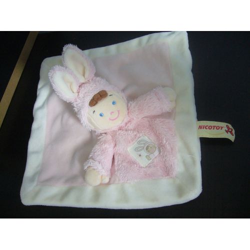 Doudou Plat Lutin Déguisé En Lapin Nicotoy Rose